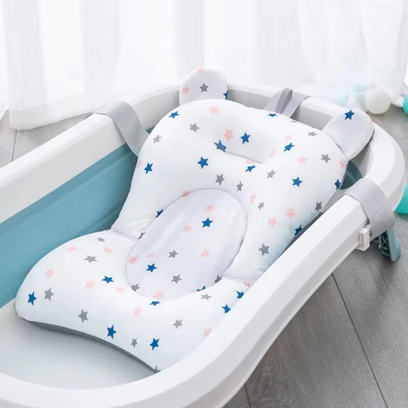 Baby Bath Tub Foldable - ベビーバスシートサポートマット幼児用滑り止めソフトコンフォートボディクッション折りたたみ式ベビーバスパッドチェア新生児用バスタブ枕