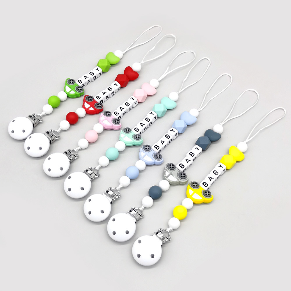 Baby Products List - カスタマイズ可能な名前入りベビー漫画おしゃぶりクリップチェーンシリコンビーズ新生児アクセサリー歯固めおもちゃ噛むおもちゃギフト