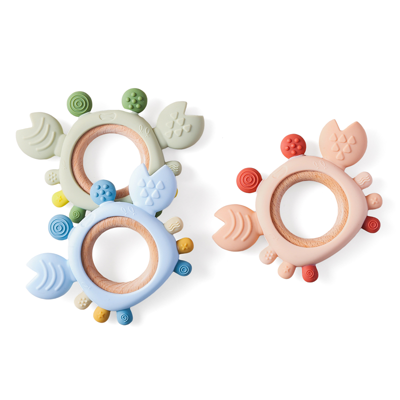 Baby Products List - ベビーシリコーンおしゃぶり漫画カニおしゃぶりリング赤ちゃん抗食手 ​ 臼歯スティックは歯が生える際の不快感を和らげるアクセサリー