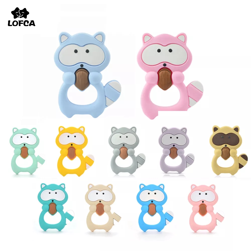 Baby Products List - 赤ちゃん用アライグマシリコン歯がためリング,幼児用噛むおもちゃ,ネックレスアクセサリー,柔らかい歯が生えるビーズ,DIY, 1個