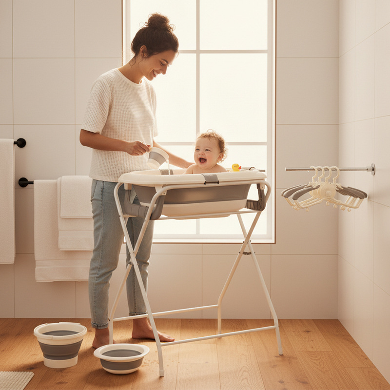 オールインワン折りたたみ式ベビーバスセット - バスステーシ - Baby Bath Tub Foldable のレビューと価格